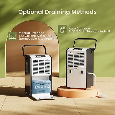 Waykar 155 Pints Commercial Dehumidifier with Drain Hose Space up to 8000 Sq.ft.