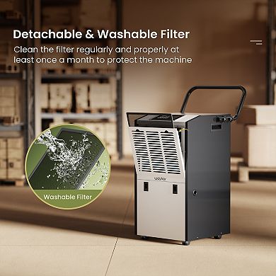 Waykar 155 Pints Commercial Dehumidifier with Drain Hose Space up to 8000 Sq.ft.
