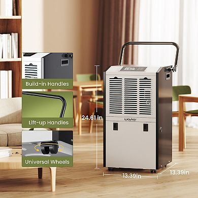 Waykar 155 Pints Commercial Dehumidifier with Drain Hose Space up to 8000 Sq.ft.