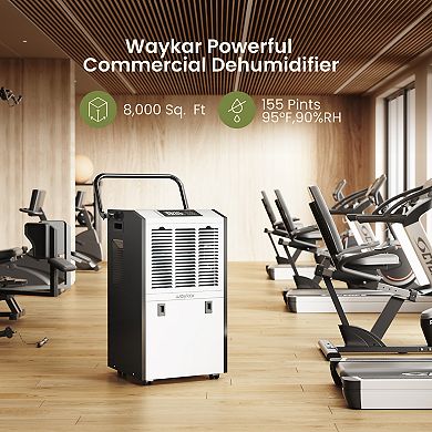 Waykar 155 Pints Commercial Dehumidifier with Drain Hose Space up to 8000 Sq.ft.