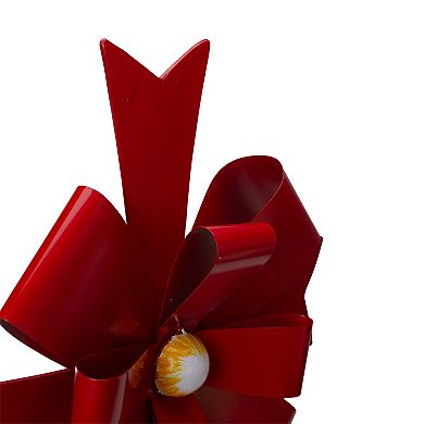 Northlight 19" Red Metal Christmas Bow Wall Decoration