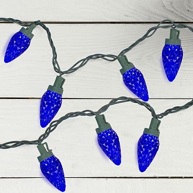 Northlight 50-Count Blue LED Faceted C9 20.25-ft. Green Wire Christmas Light Set