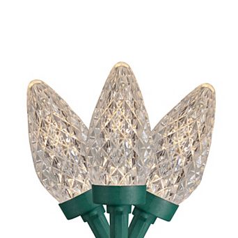 Northlight 50-Count Warm White LED Faceted C9 20.25-ft. Green Wire Christmas Light Set