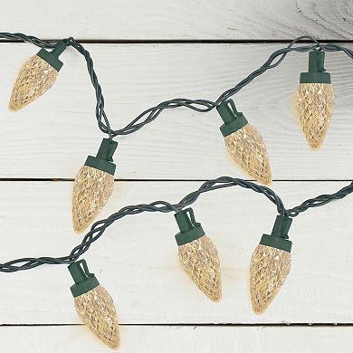 Northlight 50-Count Warm White LED Faceted C9 20.25-ft. Green Wire Christmas Light Set