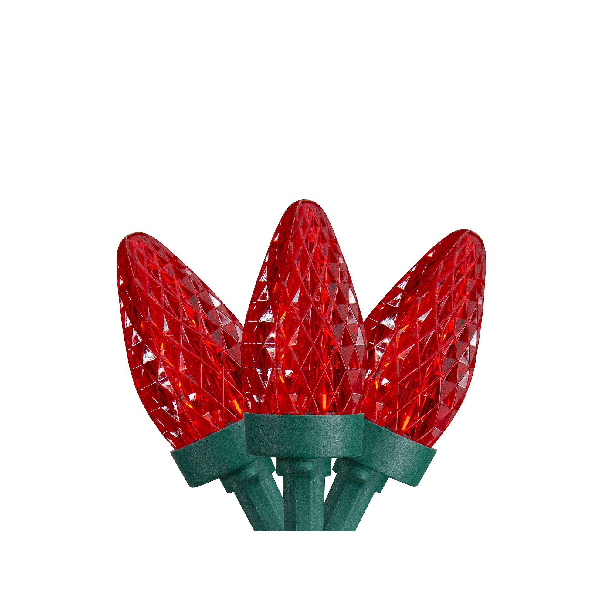 Northlight 50-Count Red LED C7 21-ft. Green Wire Faceted Christmas Lights
