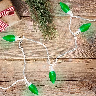 Northlight 25-Count Green LED 16-ft. White Wire C9 Christmas Lights