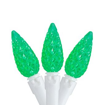 Northlight 70-Count Green LED C6 22.5-ft. White Wire Faceted Christmas Lights