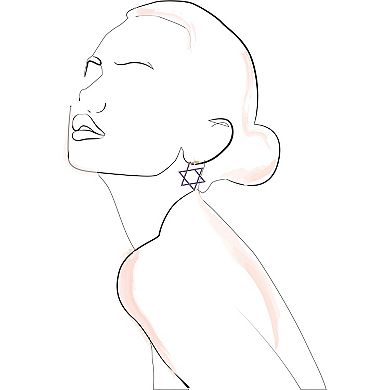 Gold Tone Blue Stone Star of David Hoop Earrings