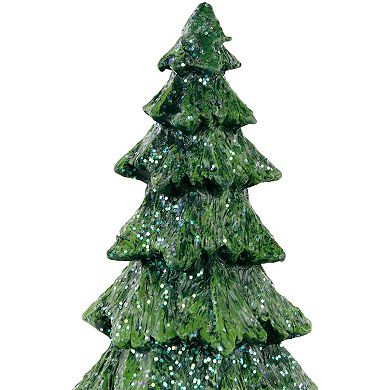 Northlight 9.5" Green Glittered Tree Christmas Tabletop Decoration