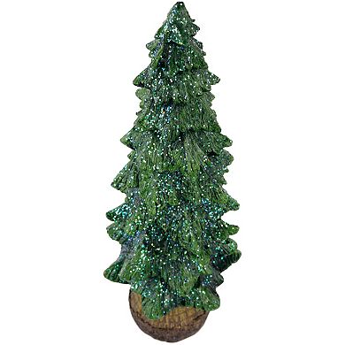 Northlight 9.5" Green Glittered Tree Christmas Tabletop Decoration