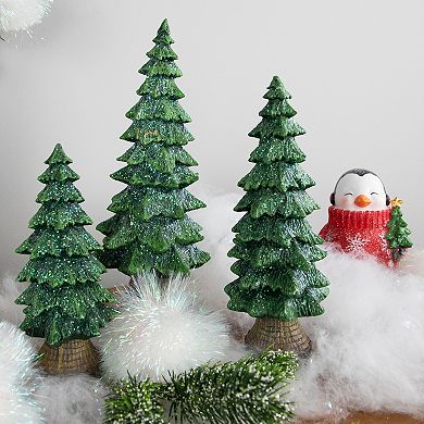 Northlight 9.5" Green Glittered Tree Christmas Tabletop Decoration