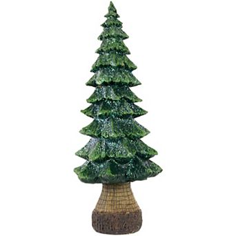 Northlight 12" Green Glittered Tree with Brown Base Christmas Decoration