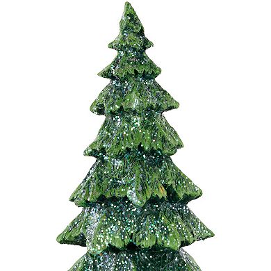 Northlight 12" Green Glittered Tree with Brown Base Christmas Decoration