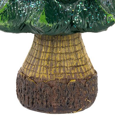 Northlight 12" Green Glittered Tree with Brown Base Christmas Decoration