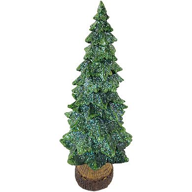 Northlight 12" Green Glittered Tree with Brown Base Christmas Decoration
