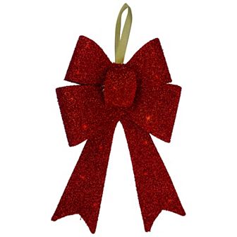 Northlight 19" LED Lighted Red Tinsel Bow Christmas Decoration