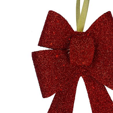 Northlight 19" LED Lighted Red Tinsel Bow Christmas Decoration