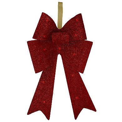 Northlight 26" LED Lighted Red Tinsel Bow Christmas Decoration