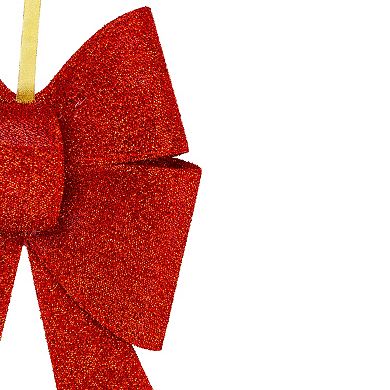 Northlight 26" LED Lighted Red Tinsel Bow Christmas Decoration