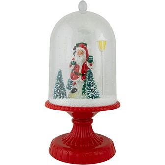 Northlight 13.5" LED Lighted Snowing Musical Santa Under Cloche Christmas Decoration