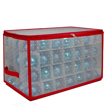 Northlight 20.5" Transparent Zip Up Christmas 112-Ornament Storage Box
