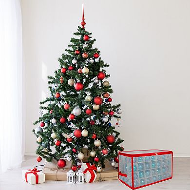 Northlight 20.5" Transparent Zip Up Christmas 112-Ornament Storage Box