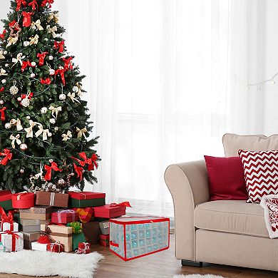 Northlight 20.5" Transparent Zip Up Christmas 112-Ornament Storage Box