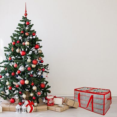 Northlight 26.25" Transparent Zip Up Christmas 128-Ornament Storage Box