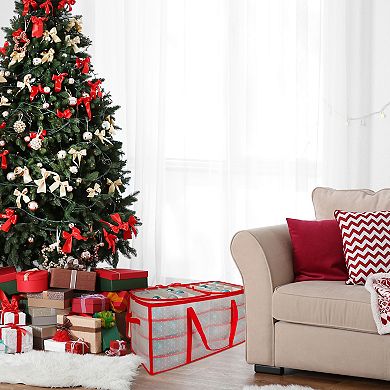 Northlight 26.25" Transparent Zip Up Christmas 128-Ornament Storage Box