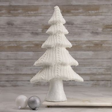 Northlight 16.75" Cream Cable Knit Christmas Tree Tabletop Decoration