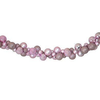 Northlight 6' Pink 3-Finish Shatterproof Ball Christmas Garland