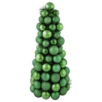Northlight 15.75" Green 3-Finish Shatterproof Ball Christmas Tree with Tinsel