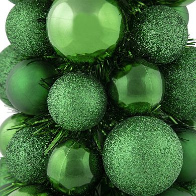 Northlight 15.75" Green 3-Finish Shatterproof Ball Christmas Tree with Tinsel