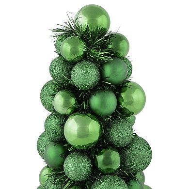 Northlight 15.75" Green 3-Finish Shatterproof Ball Christmas Tree with Tinsel