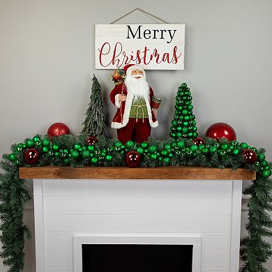 Northlight 15.75" Green 3-Finish Shatterproof Ball Christmas Tree with Tinsel