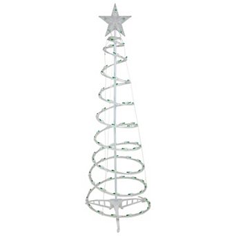 Northlight 4' Pre-Lit Green Light Spiral Outdoor Christmas Tree with Star Topper