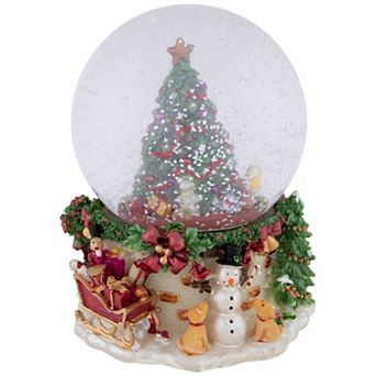 Northlight 6.5" Gifts Under the Christmas Tree Musical Snow Globe