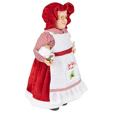 Northlight 16" Chef Mrs Claus with Cake and Gingerbread Man Christmas Figure