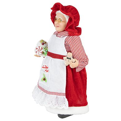 Northlight 16" Chef Mrs Claus with Cake and Gingerbread Man Christmas Figure