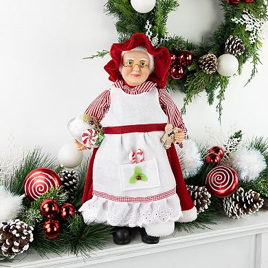 Northlight 16" Chef Mrs Claus with Cake and Gingerbread Man Christmas Figure