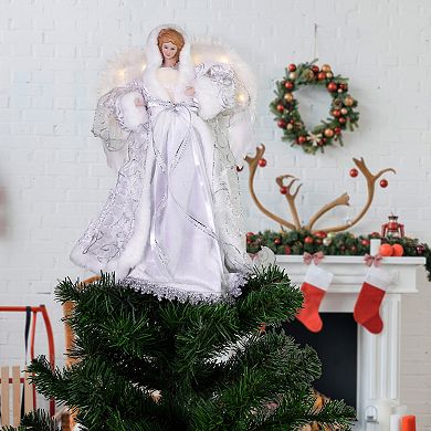 Northlight 14" White Angel with Lighted Wings Christmas Tree Topper