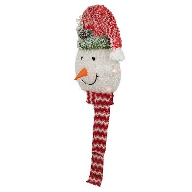 Northlight 22" Lighted Snowman Wearing a Red Frosted Hat with Pine Christmas Tree Topper