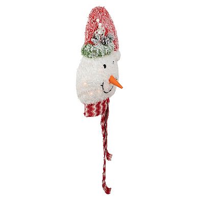 Northlight 22" Lighted Snowman Wearing a Red Frosted Hat with Pine Christmas Tree Topper