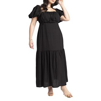 Eloquii Women's Plus Size Sleeve Tiered Dress