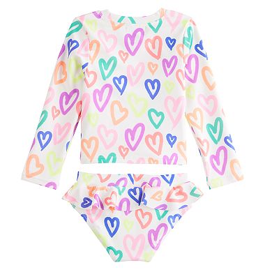 Baby & Toddler Girl Jumping Beans® 2-Piece Long Sleeve Rash Guard & Bottoms Set