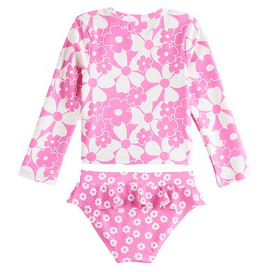 Baby & Toddler Girl Jumping Beans® 2-Piece Long Sleeve Rash Guard & Bottoms Set