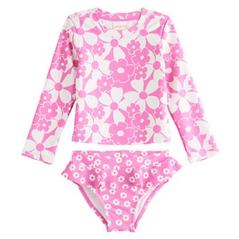 Baby & Toddler Girl Jumping Beans® 2 pc Long Sleeve Rash Guard & Bottoms Set