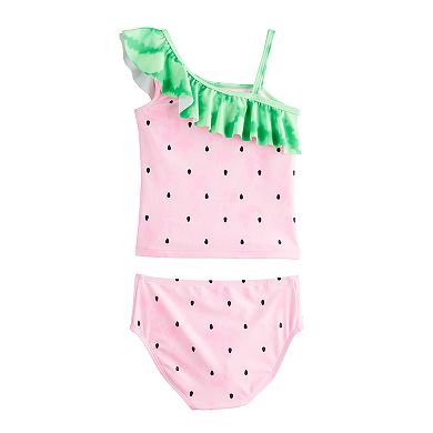 Baby & Toddler Girl Jumping Beans® One-Shoulder Flutter Tankini Set