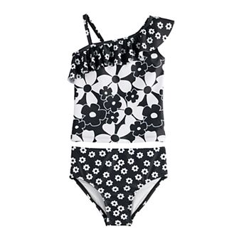 Baby & Toddler Girl Jumping Beans® One-Shoulder Flutter Tankini Set