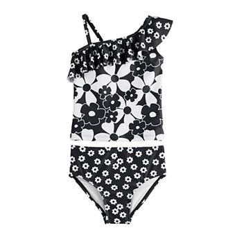 Baby & Toddler Girl Jumping Beans® One-Shoulder Flutter Tankini Set